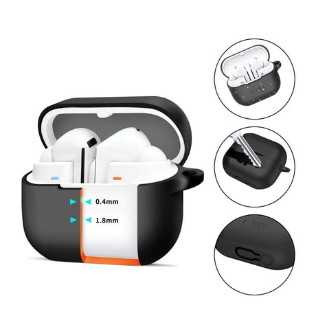 Tech-Protect Samsung Galaxy Buds 3/3 Pro silikonkrokdeksel med karabinkrok - svart