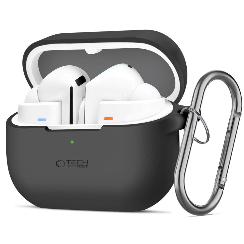 Tech-Protect Samsung Galaxy Buds 3/3 Pro silikonkrokdeksel med karabinkrok - svart