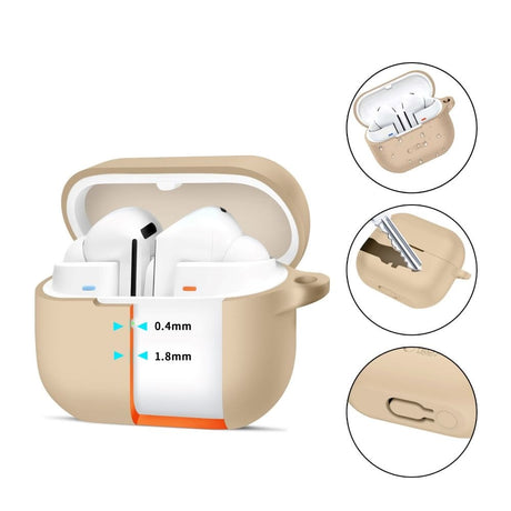 Tech-Protect Samsung Galaxy Buds 3/3 Pro silikonkrokdeksel med karabinkrok - Beige