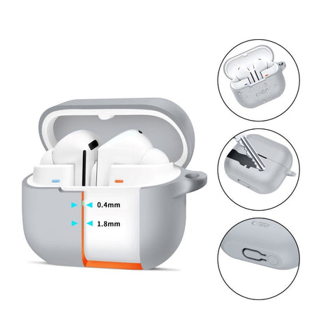 Tech-Protect Samsung Galaxy Buds 3/3 Pro silikonkrokdeksel med karabinkrok - grå