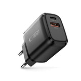 Tech-Protect Vægoplader m. 30W - 1 x USB-A (QC) & 1 x USB-C (PD) - Sort