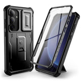 Tech-Protect Kevlar Pro - Samsung Galaxy S25+ (Plus) - Hårdt Plastik Cover m. Skærmbeskyttelse & Kickstand - Sort