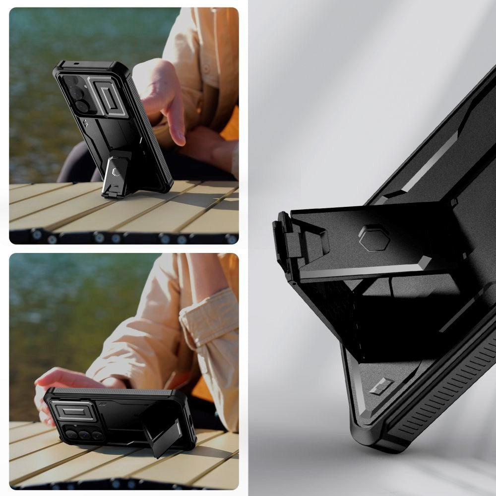 Tech-Protect Kevlar Pro - Samsung Galaxy S25+ (Plus) - Hårdt Plastik Cover m. Skærmbeskyttelse & Kickstand - Sort