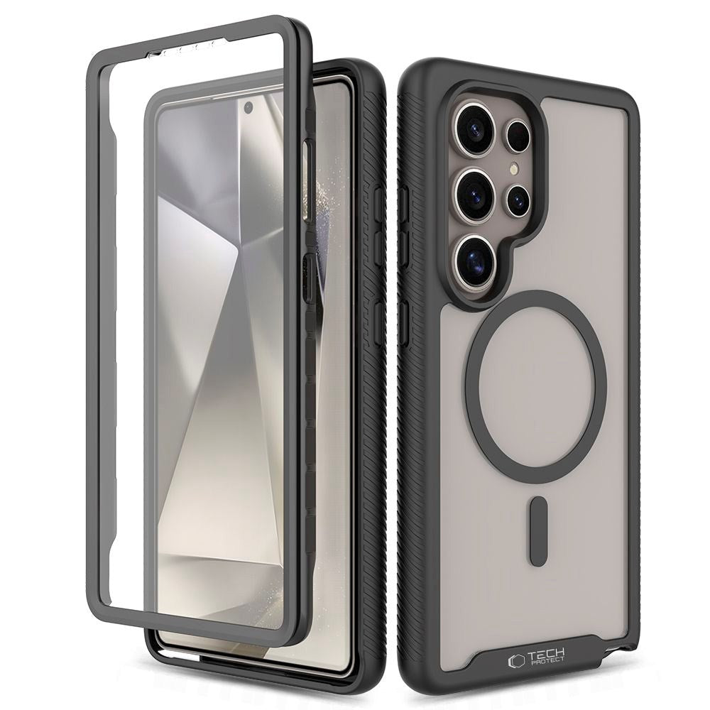 Tech-Protect Defense Hybrid-deksel - Samsung Galaxy S25 Ultra - MagSafe-kompatibel - Gjennomsiktig / Svart