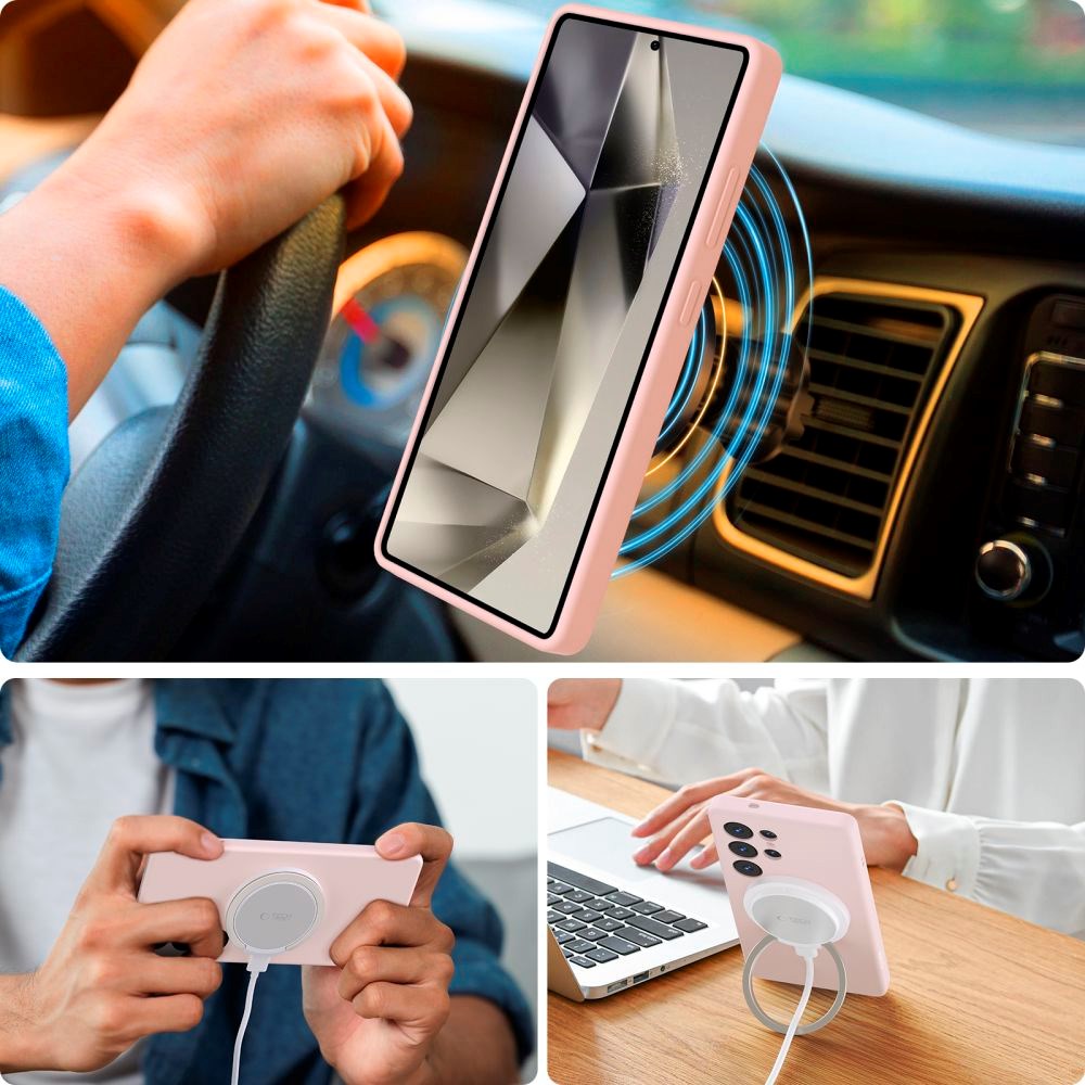 Tech-Protect Silikondeksel - Samsung Galaxy S25 Ultra - MagSafe-kompatibel - Rosa