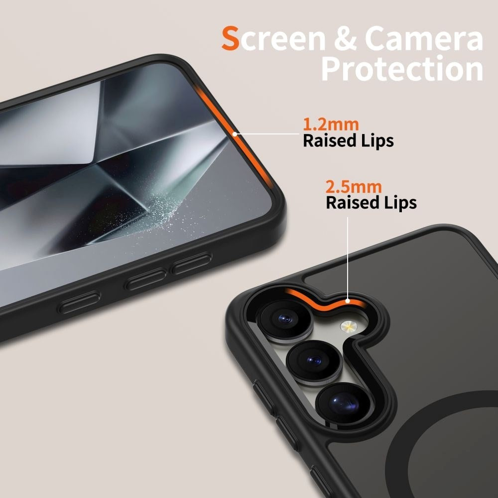 Samsung Galaxy S25 Tech-Protect Magmat Bagside Cover - MagSafe Kompatibel - Gennemsigtig / Sort