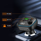 Tech-Protect Biloplader / FM Bluetooth Transmitter - USB-A & USB-C - Sort