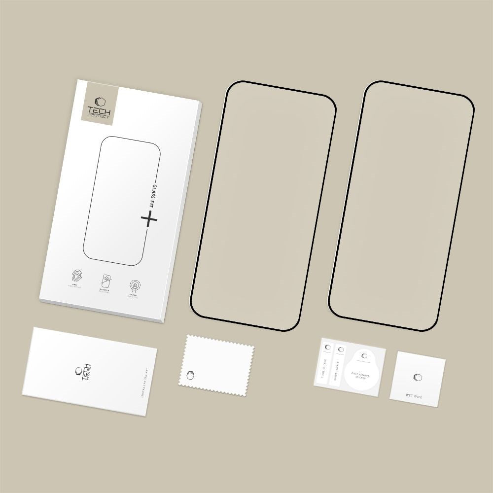 Xiaomi 17T Pro Tech-Protect Glass Fit+ Skærmglas - 2 stk - Gennemsigtig / Sort Kant