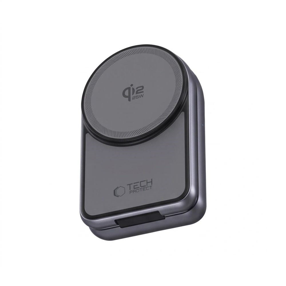Tech-Protect A53 3-in-1 25W Trådløs Oplader til Smartphone + Smartwatch + Høretelefoner - MagSafe / Qi2 Kompatibel - Mørkegrå
