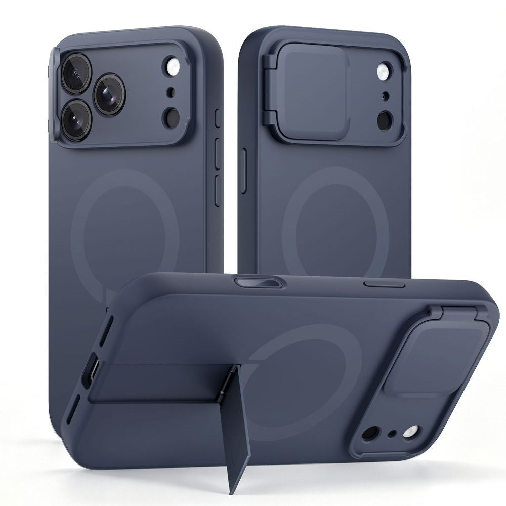 Tech-Protect iPhone 18 Pro Max / 17 Pro Max Kevlar Aura Mobil Cover med Ståfunktion og Cam Slider - MagSafe Kompatibel - Blå