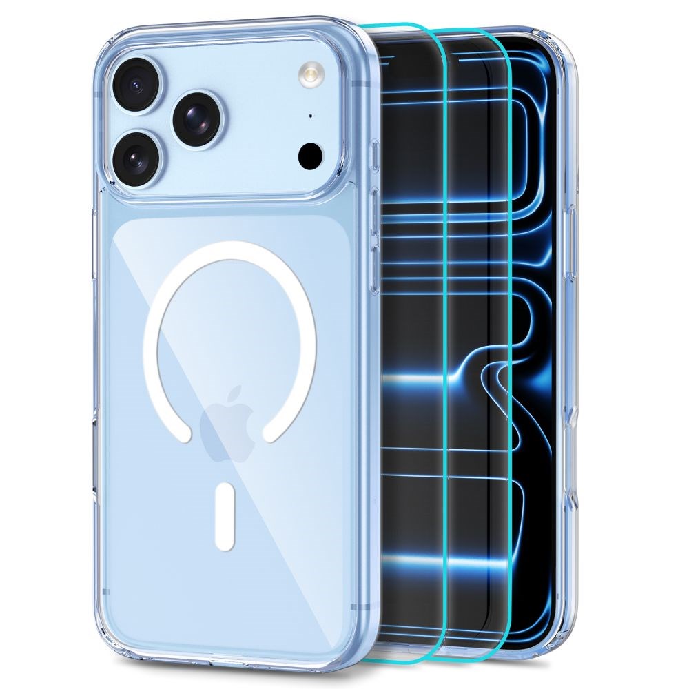 Tech-Protect iPhone 18 Pro Max / 17 Pro Max FlexAir Hybrid Cover m. 2 stk. Skærmbeskyttelse - MagSafe Kompatibel - Gennemsigtig