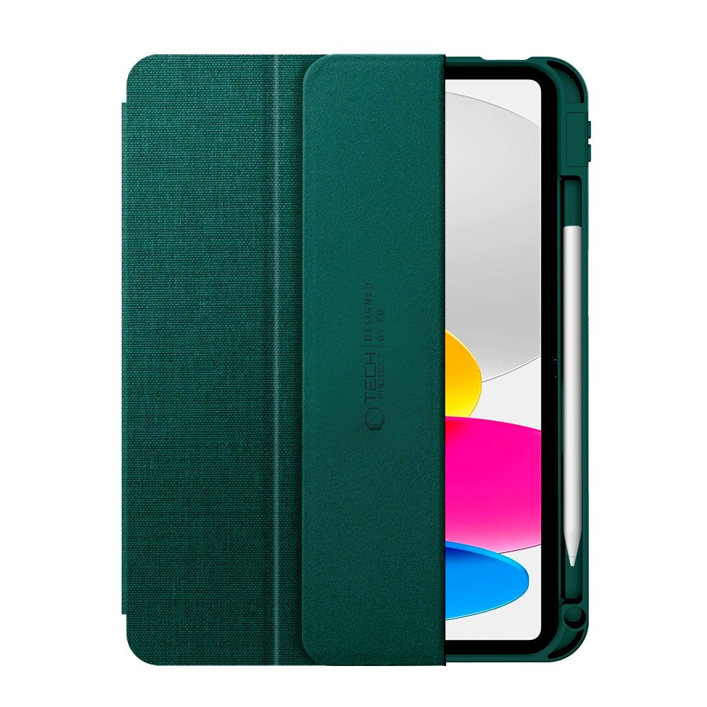 Tech-Protect - iPad 11" (2025) / 10.9" (2024 / 2022) - Canvas Flip Cover m. Pen Holder - Grøn