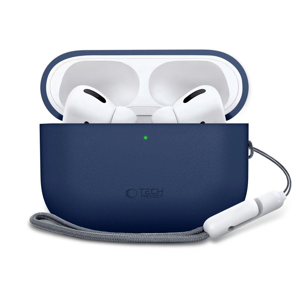 Apple AirPods Pro (3. Gen) Tech-Protect Silikone Case m. Strop - Mørkeblå