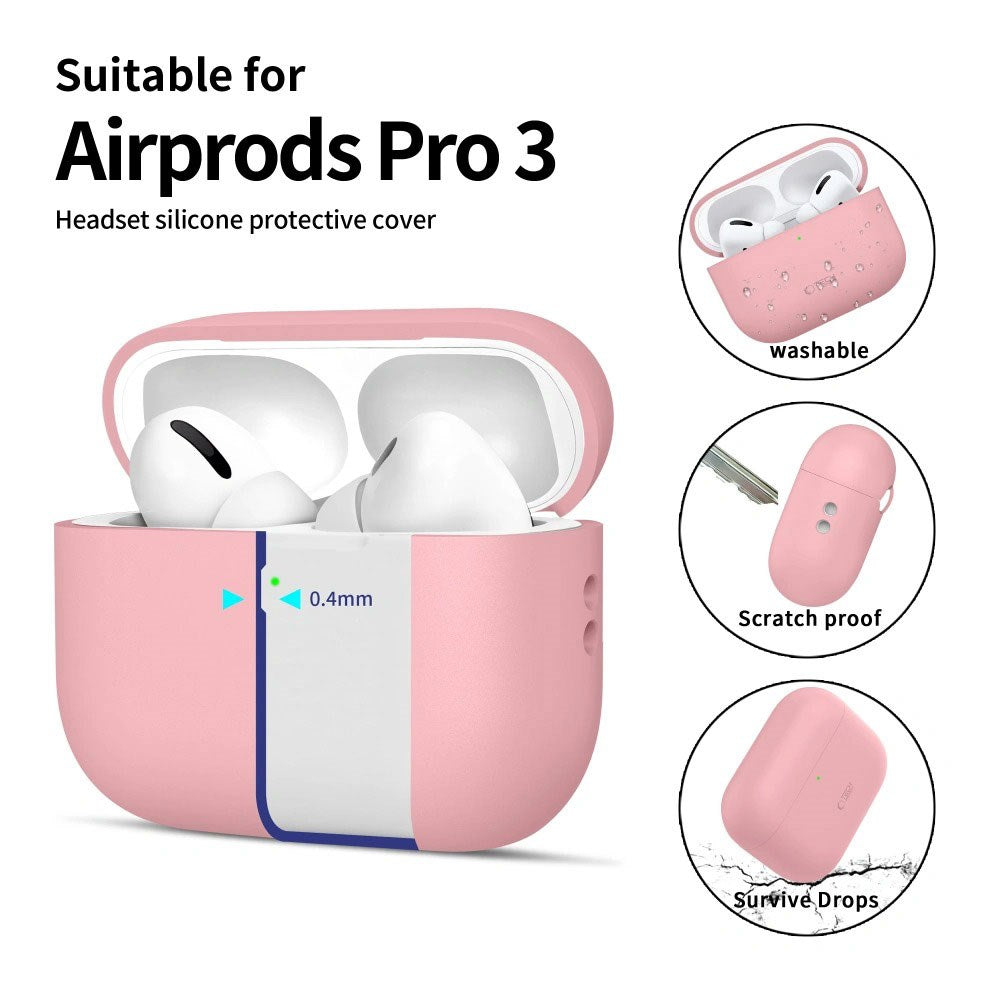 Apple AirPods Pro (3. Gen) Tech-Protect Silikone Case m. Strop - Lyserød