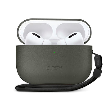 Tech-Protect Apple AirPods Pro (3. gen.) NaturalFit Kunstlæder Cover - Rem - Grøn