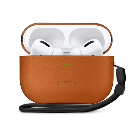 Tech-Protect Apple AirPods Pro (3. gen.) NaturalFit Kunstlæder Cover - Rem - Brun