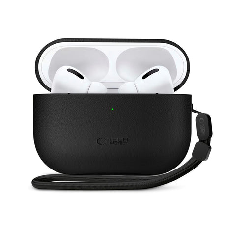 Tech-Protect Apple AirPods Pro (3. gen.) NaturalFit Kunstlæder Cover - Rem - Sort