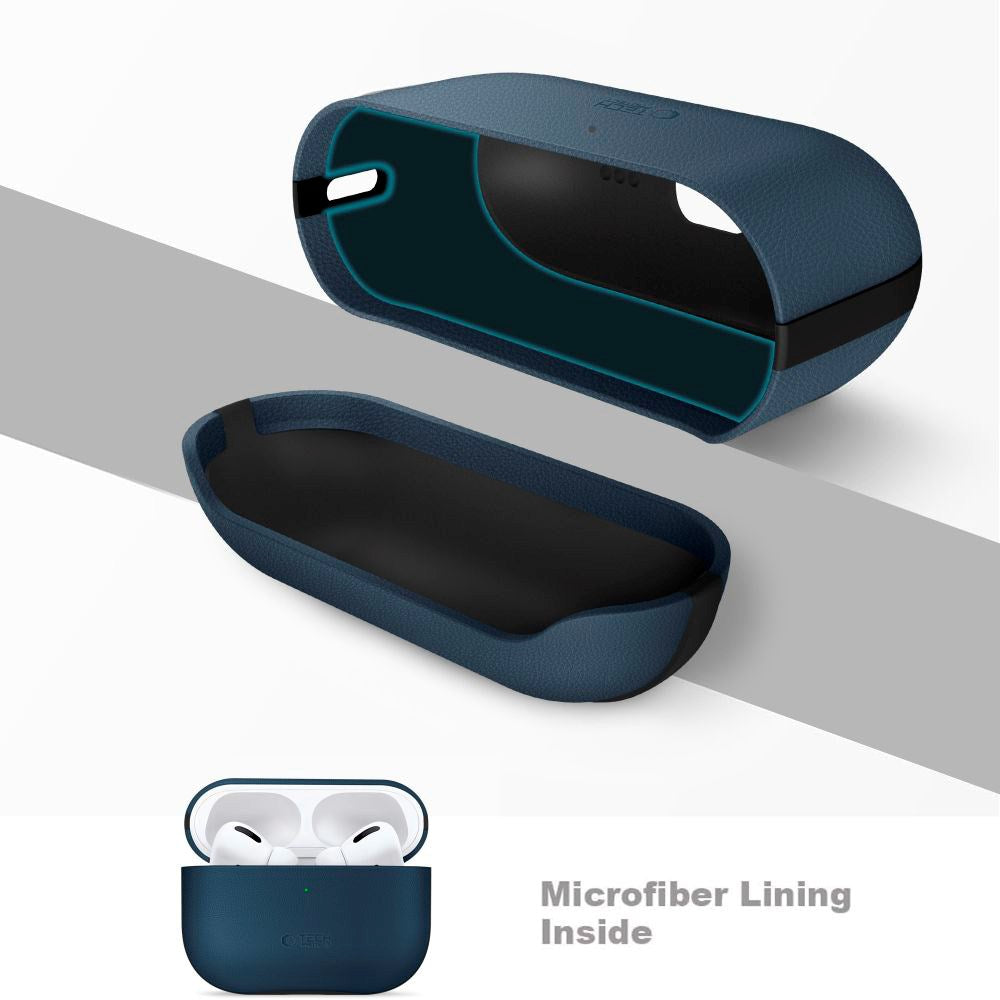 Tech-Protect Apple AirPods Pro (3. gen.) NaturalFit Kunstlæder Cover - Rem - Blå