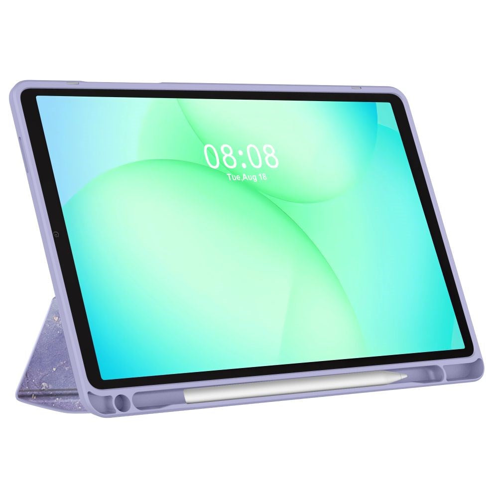 Tech-Protect SC Pen Hybrid Samsung Galaxy Tab A11+ (Plus) / A9+ (Plus) Flip Tablet Cover m. Stylus Holder - Lilla Marble / Gennemsigtig