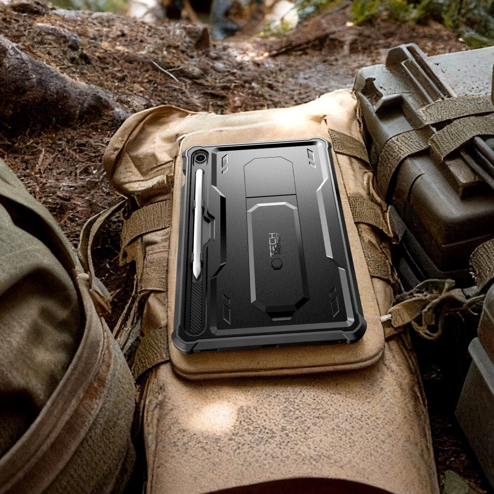 Samsung Galaxy Tab S10 Lite / S10 FE / S9 Tech-Protect Kevlar Pro Tabletcover m. Indbygget Skærmbeskyttelse - Sort