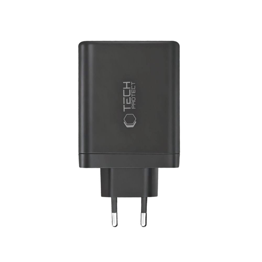 Tech-Protect Vægoplader m. 1 x USB-A & 3 x USB-C - 120W - Sort