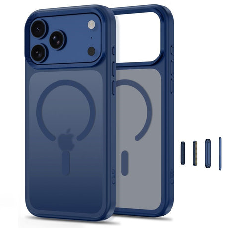 Tech-Protect iPhone 18 Pro / 17 Pro MagMat Mobil Cover - MagSafe Kompatibel - Mat Mørkeblå