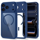 Tech-Protect iPhone 18 Pro Max / 17 Pro Max MagPeak Mobil Cover - MagSafe Kompatibel - Mørkeblå / Gennemsigtig