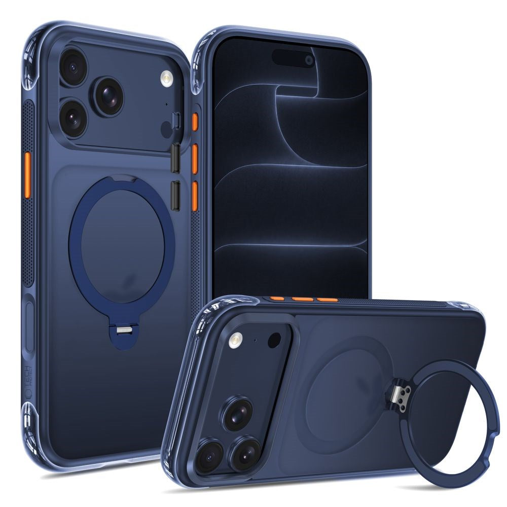 Tech-Protect iPhone 18 Pro / 17 Pro MagAir Stand Mobil Cover m. Kickstand - MagSafe Kompatibel - Mat Blå