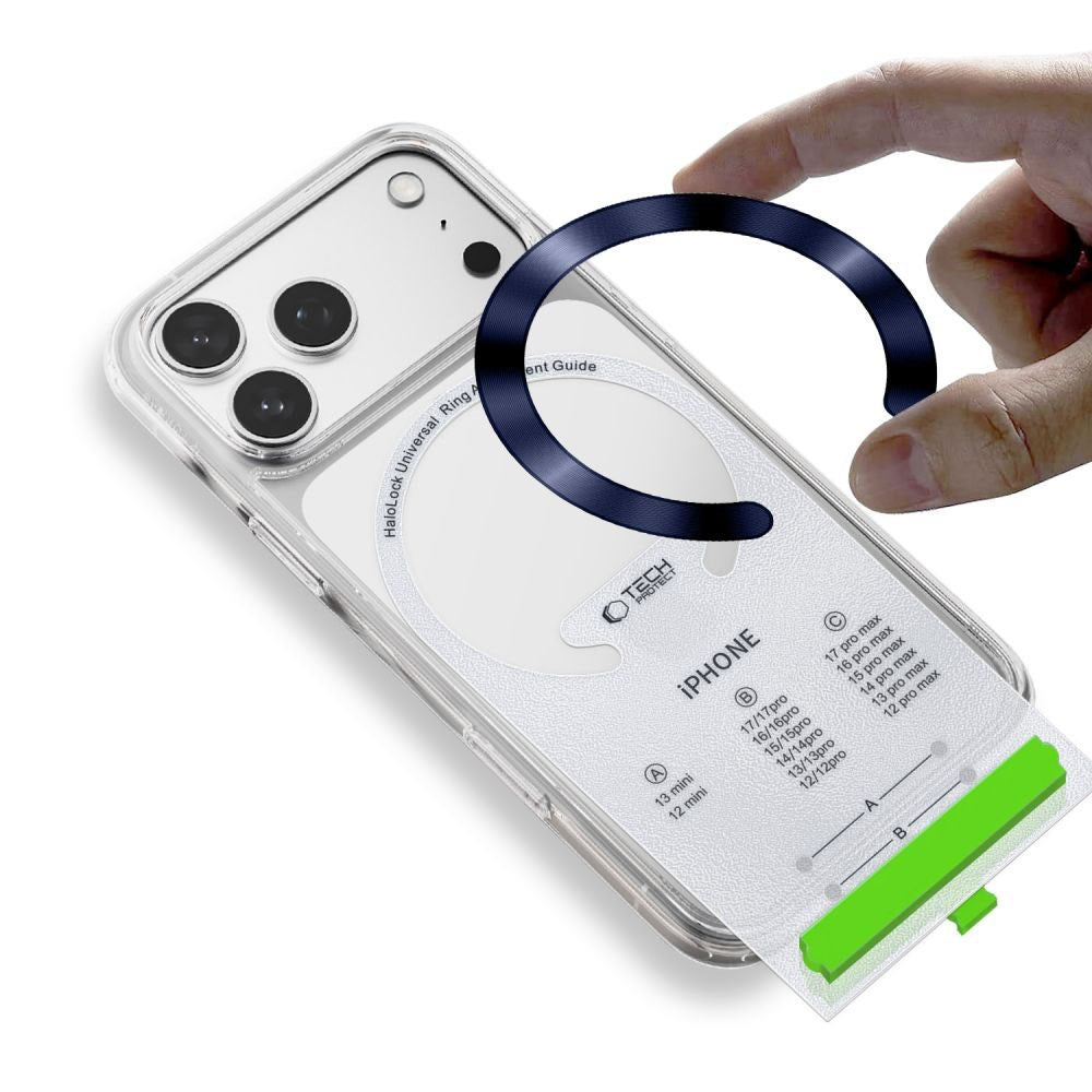Tech-Protect MagSafe Kompatibel Magnetisk Ring - Installationsramme - 2 stk - Sølv / Blå