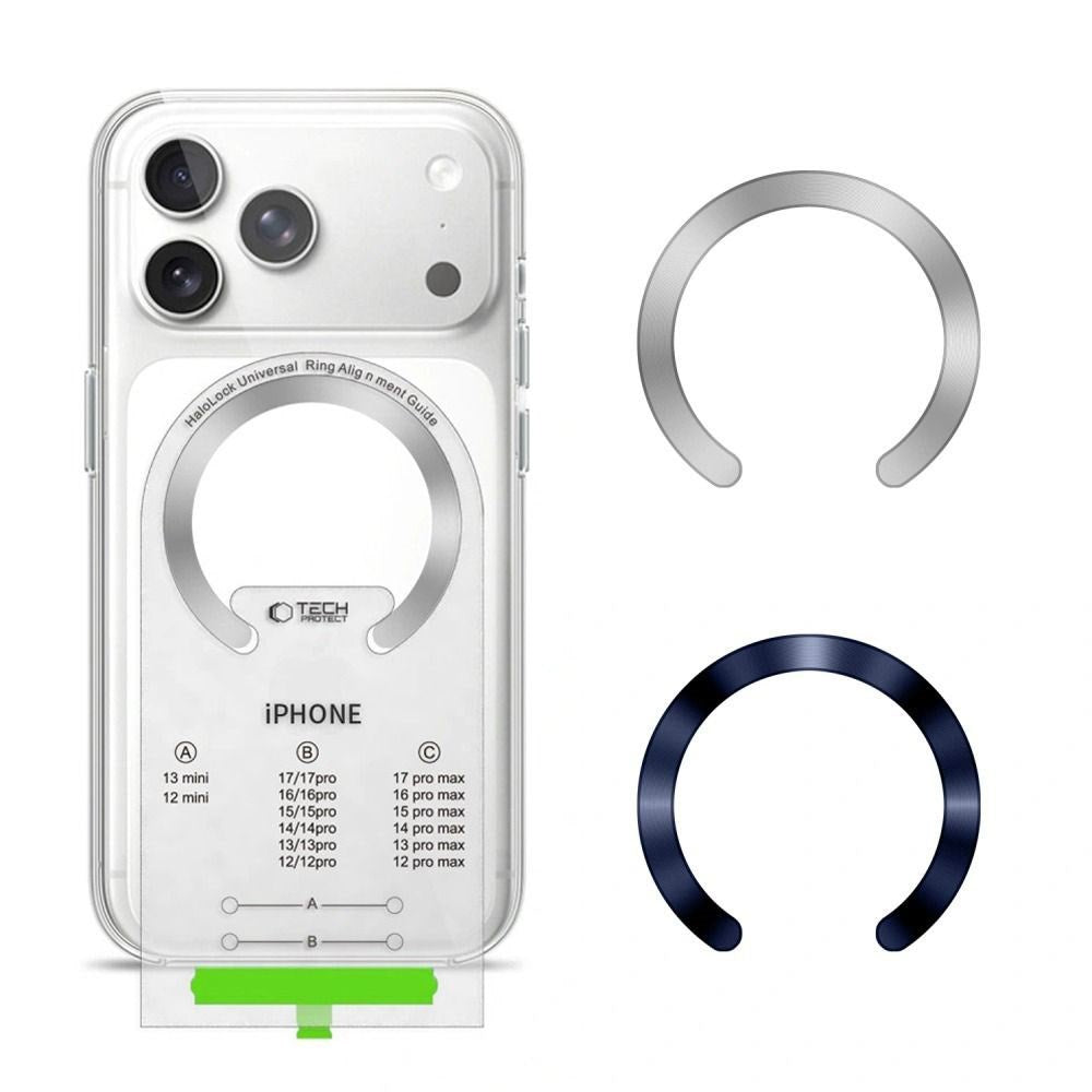 Tech-Protect MagSafe Kompatibel Magnetisk Ring - Installationsramme - 2 stk - Sølv / Blå