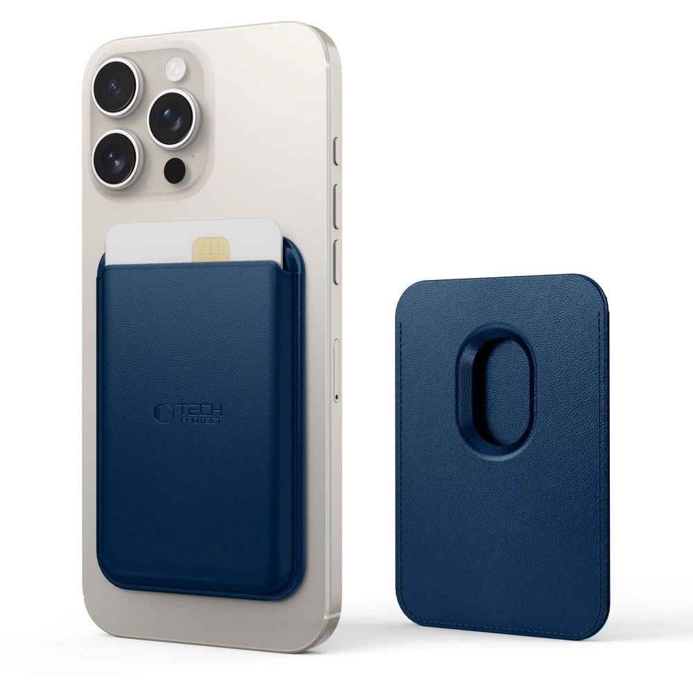 Tech-Protect MagWallet magnetisk kortholder i kunstskinn - MagSafe-kompatibel - Blå