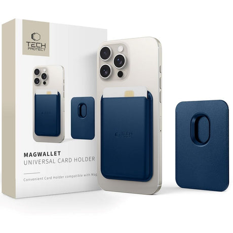 Tech-Protect MagWallet magnetisk kortholder i kunstskinn - MagSafe-kompatibel - Blå