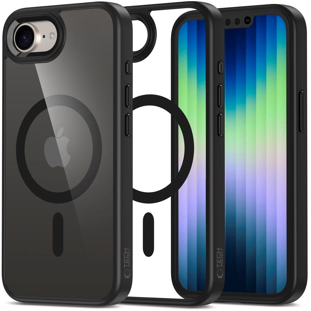 Tech-Protect - iPhone 16e - Magmat Cover - MagSafe Kompatibel - Gennemsigtig / Sort