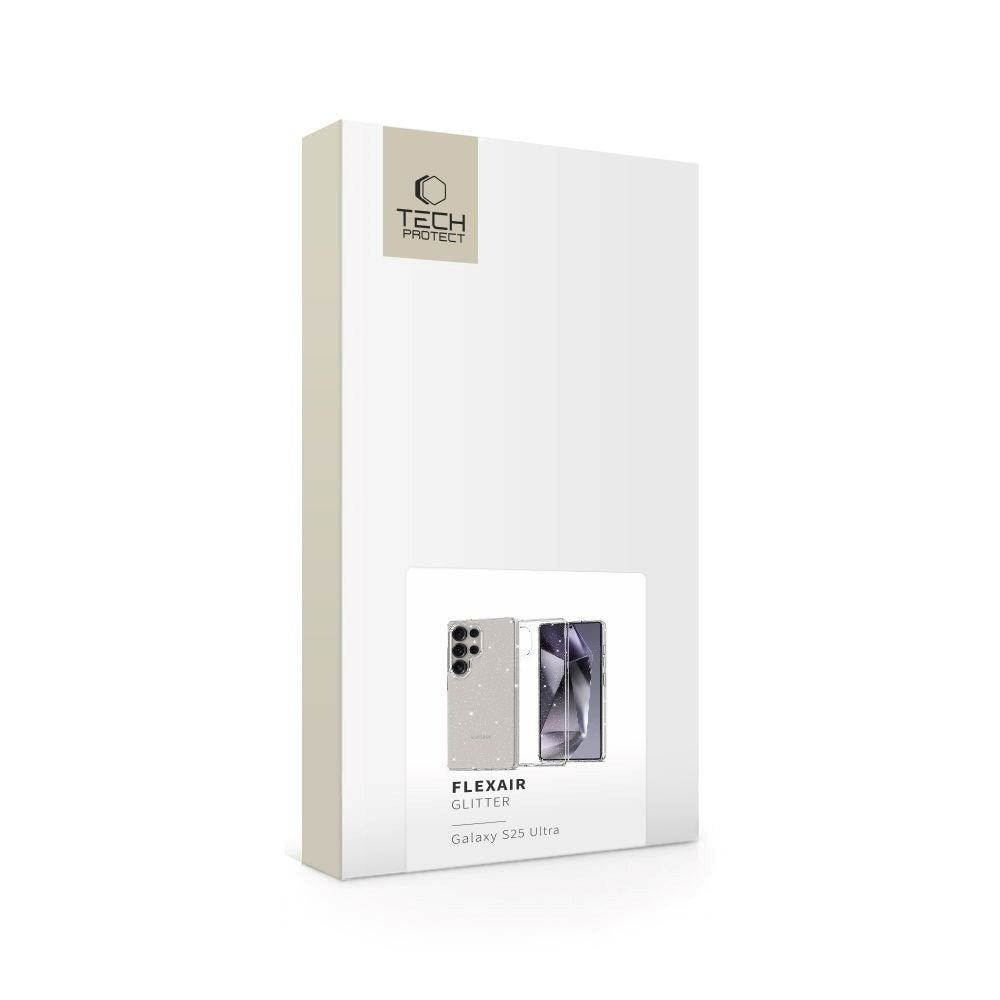 Samsung Galaxy S25 Ultra Tech-Protect Flexair fleksibelt plastbakdeksel - Gjennomsiktig / glitter