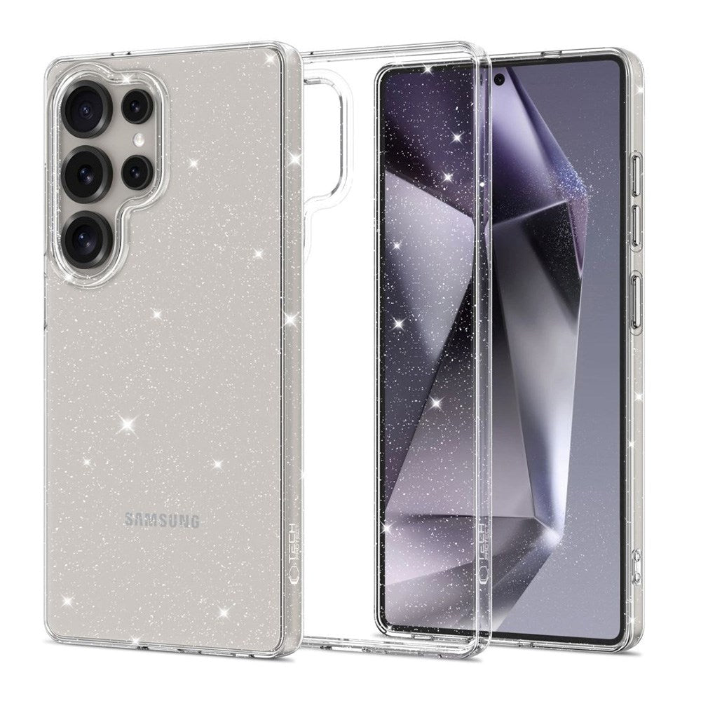 Samsung Galaxy S25 Ultra Tech-Protect Flexair fleksibelt plastbakdeksel - Gjennomsiktig / glitter