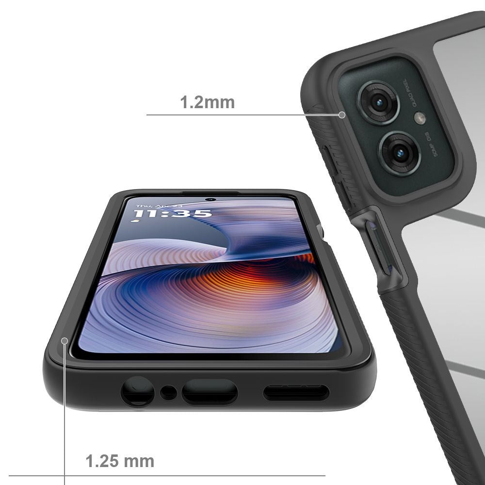 Tech-Protect - Motorola Moto G55 - Defense Cover m. Hybrid Glas - Gennemsigtig / Sort