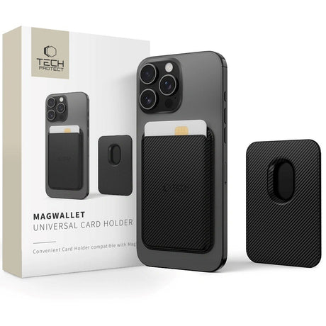 Tech-Protect MagWallet magnetisk og kunstskinnkortholder - MagSafe-kompatibel - Sort karbon