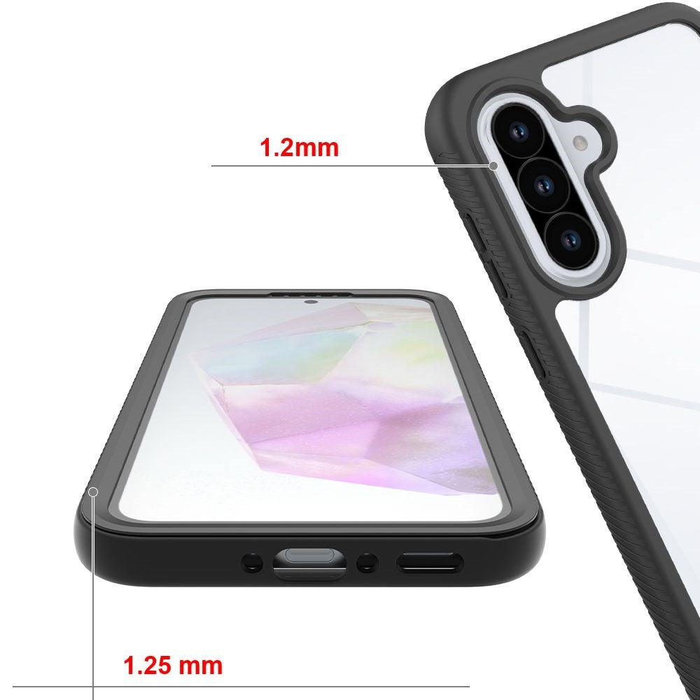 Samsung Galaxy A27 / A37 / A36 / A56 Tech-Protect Defense Mobilcover med Skærmbeskyttelse - Gennemsigtig / Sort