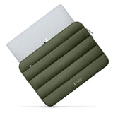 Tech-Protect Fluffy MacBook / Laptop 15-16" Sleeve m. Ekstra Lynlåslomme - Maks. Mål: 27 x 38cm - Mørkegrøn