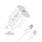 Tech-Protect - 20W Vægoplader m. 1 x Lightning Kabel - Hvid
