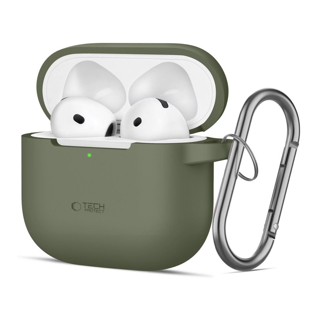 Tech-Protect Apple AirPods 4 silikondeksel m. Karabinhage - Grønn