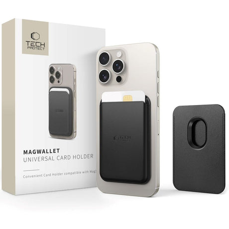 Tech-Protect MagWallet magnetisk kortholder i kunstskinn - MagSafe-kompatibel - Svart