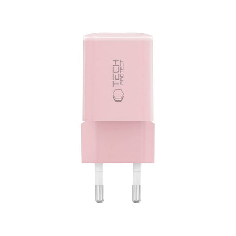 Tech-Protect 33W Vægoplader - 1x USB-A / 1x USB-C - Lyserød