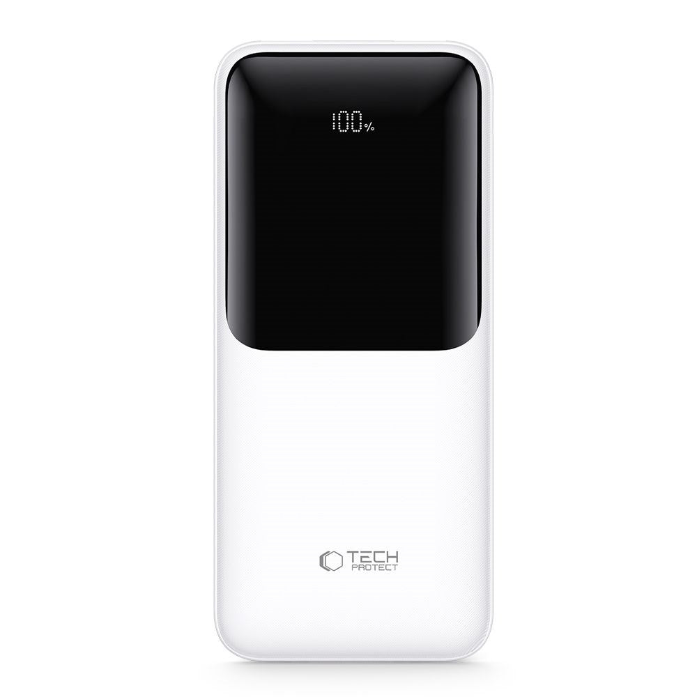 Tech-Protect Powerbank 20000mAh – Hurtiglading med 22,5W – Hvit