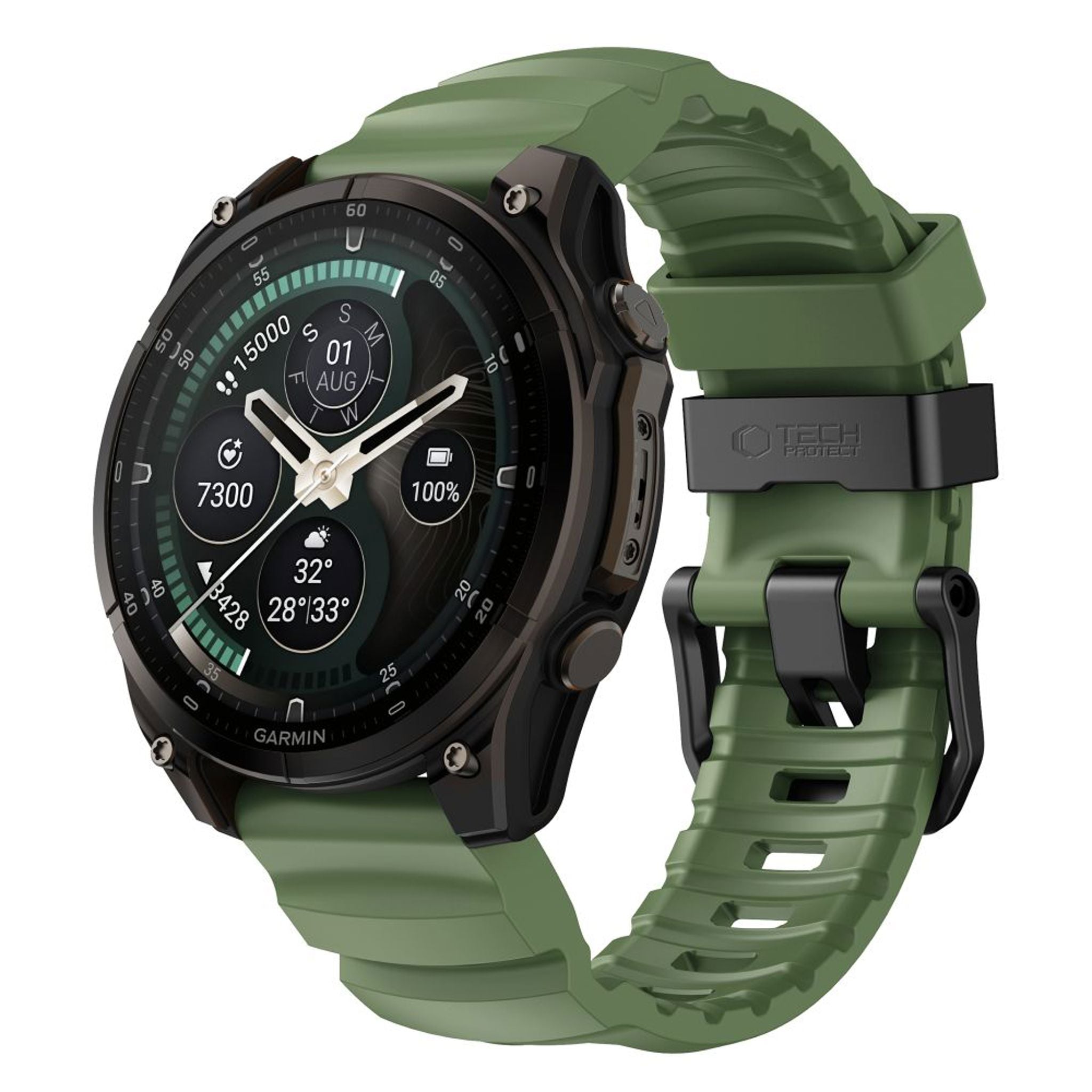 Universal Garmin 22mm QuickFit Tech-Protect Motion Fleksibelt Plast Rem - Grøn
