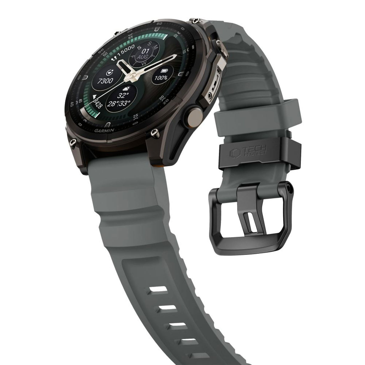 Universal Garmin 26mm QuickFit Tech-Protect Motion Fleksibelt Plast Rem - Grå