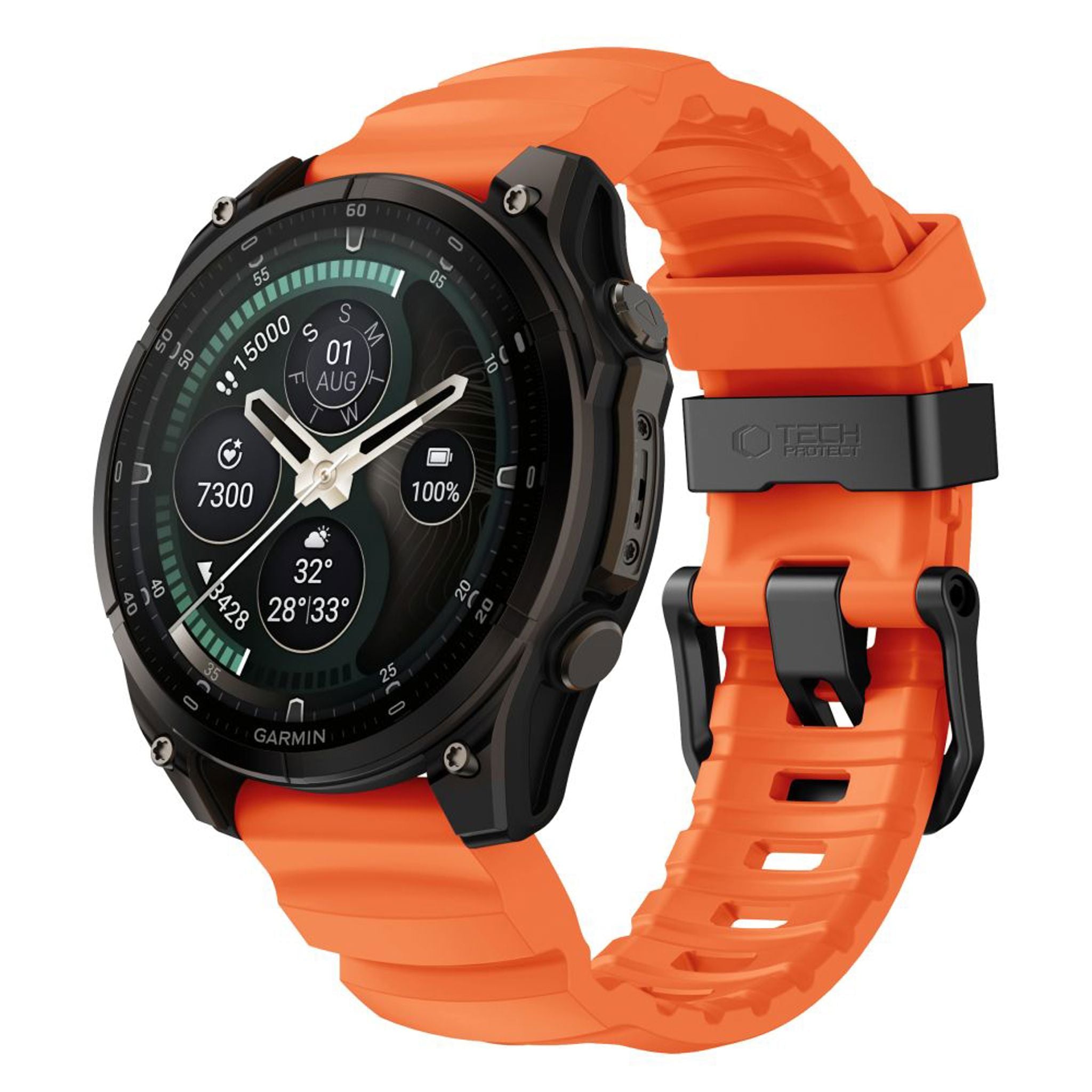 Universal Garmin 26mm QuickFit Tech-Protect Motion Fleksibelt Plast Rem - Orange