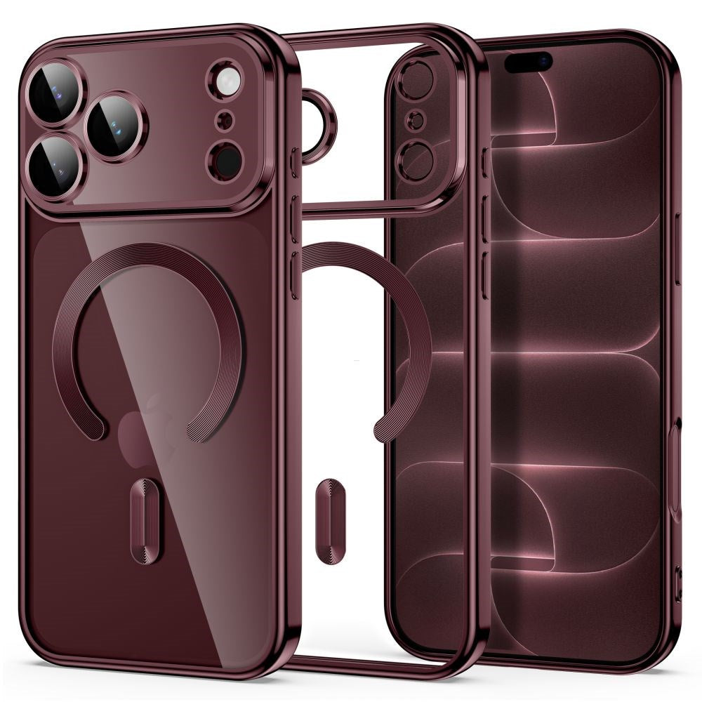 Tech-Protect iPhone 18 Pro / 17 Pro MagFlex Cover - MagSafe Kompatibel - Burgundy / Gennemsigtig
