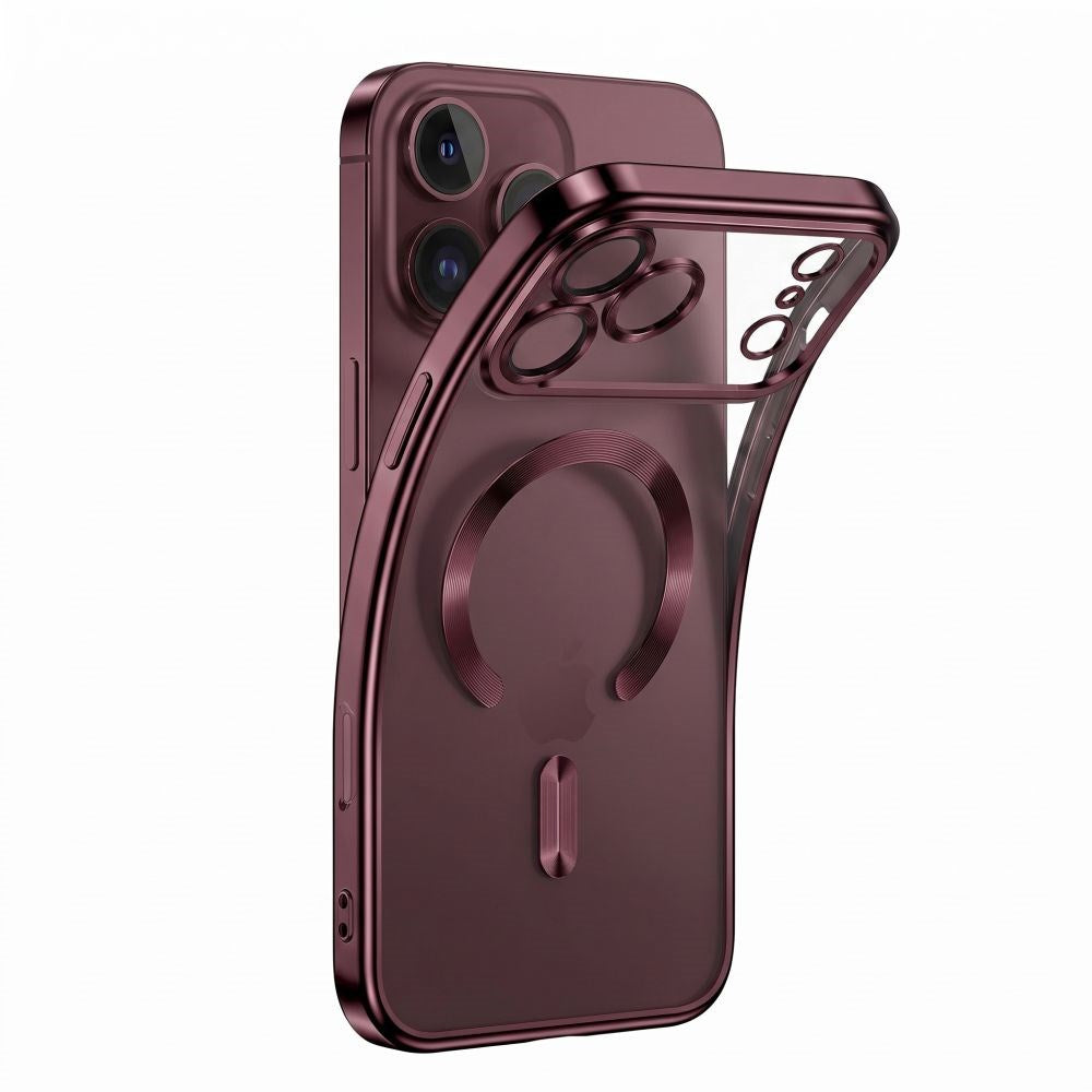 Tech-Protect iPhone 18 Pro / 17 Pro MagFlex Cover - MagSafe Kompatibel - Burgundy / Gennemsigtig
