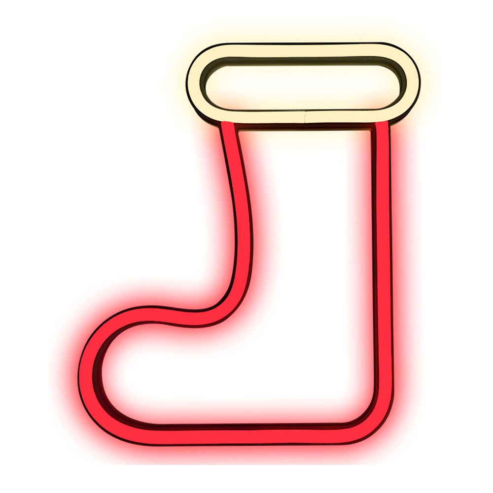 Forever Light LED Neon Sign Christmas - Rødt og gult lys m. Julestrømpe